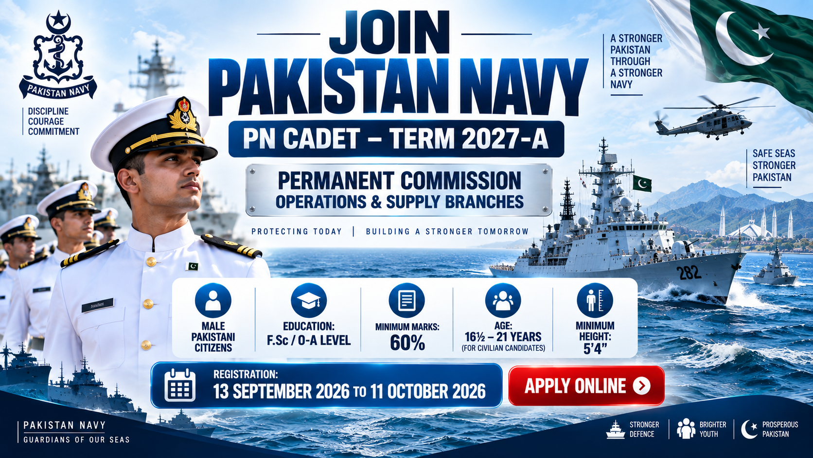 Pakistan Navy PN Cadet Jobs 2026 Term 2027-A for Male Pakistani Candidates