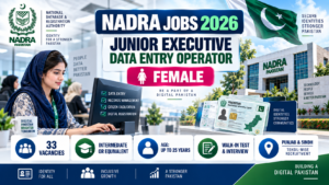 NADRA Junior Executive Data Entry Operator Female Jobs 2026 walk-in test and interview