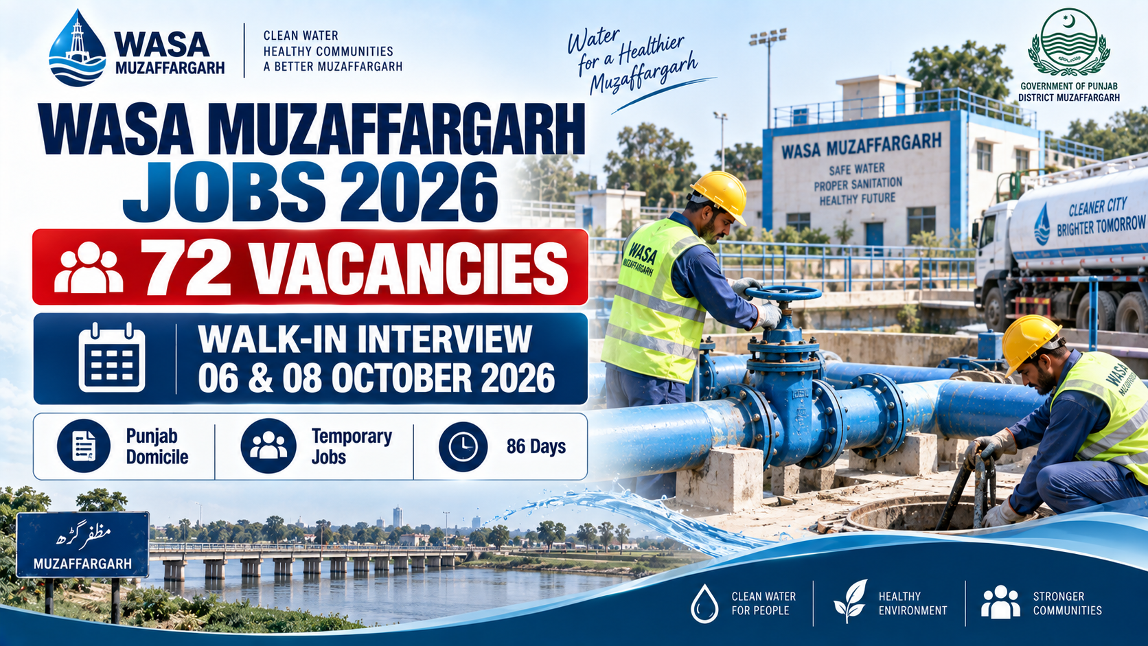 WASA Muzaffargarh Jobs 2026 – 72 Vacancies Walk-In Interview