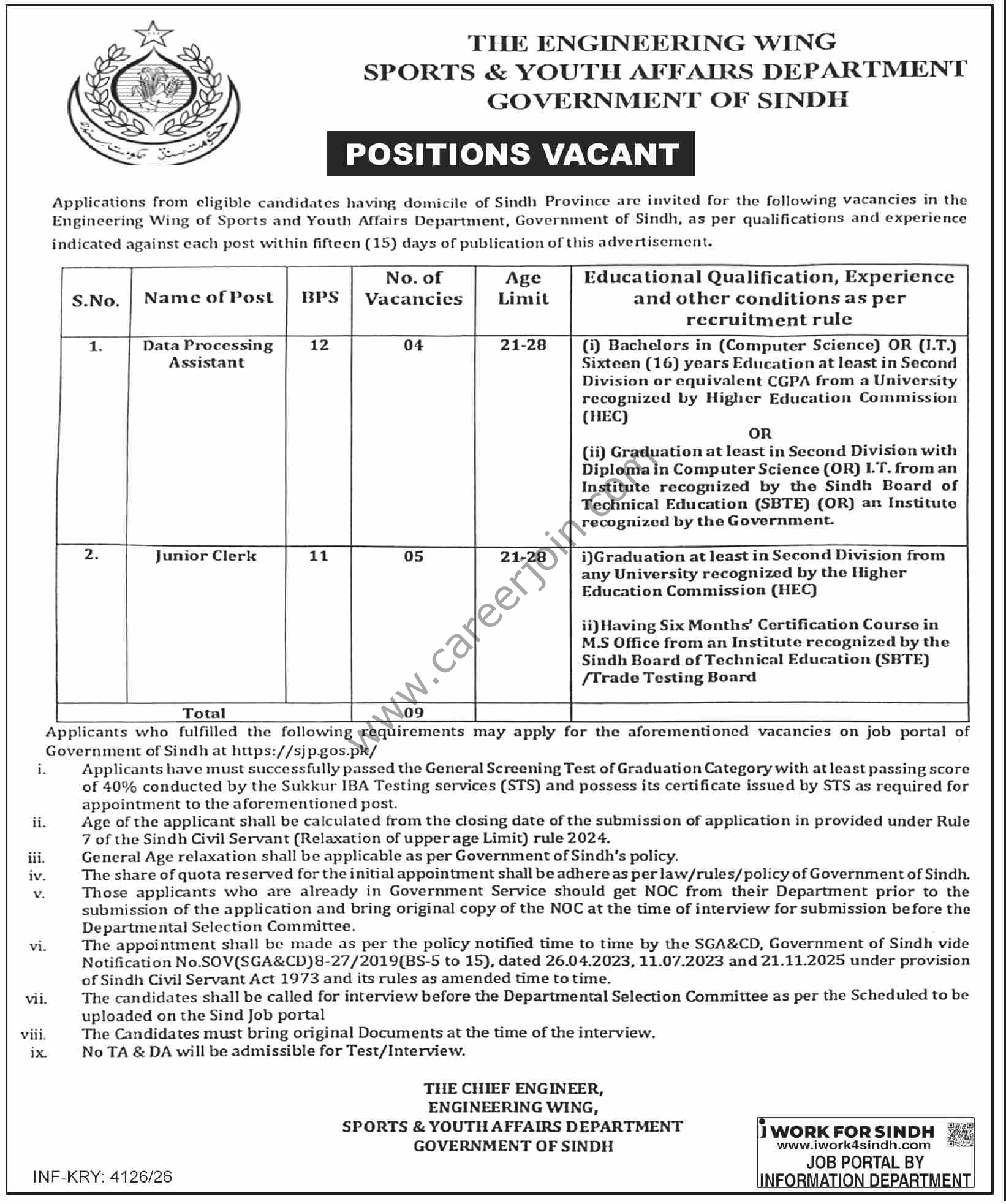 Sports & Youth Affairs Department Sindh Jobs 2026 – 9 Vacancies