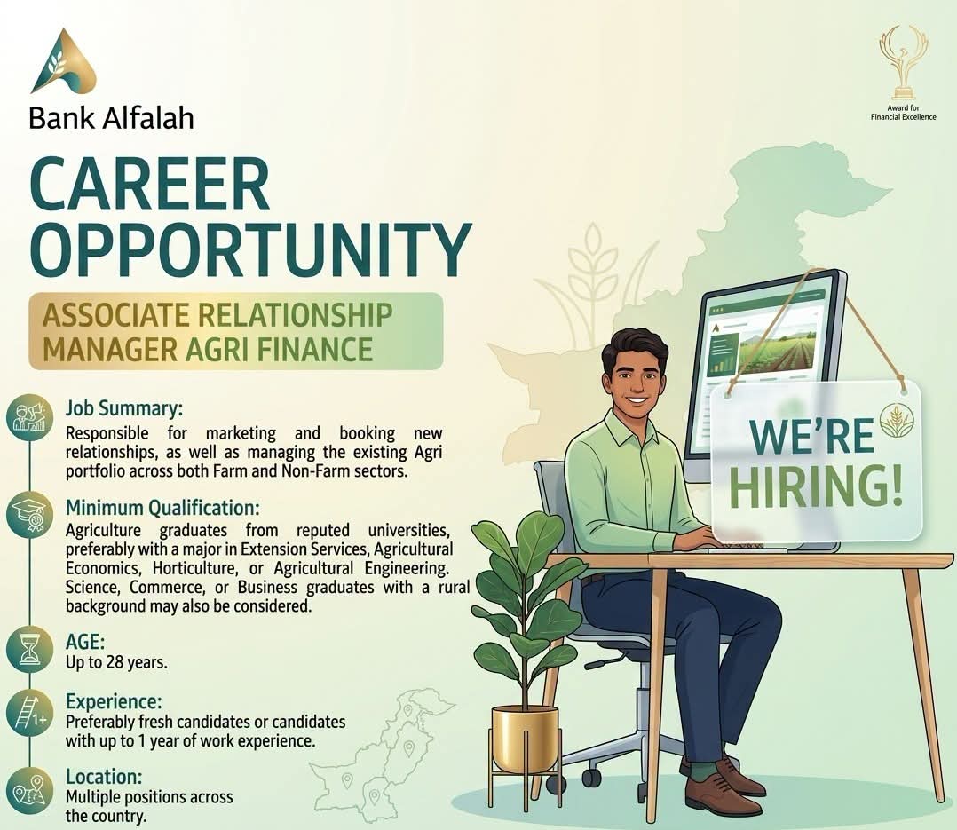 Bank Alfalah Jobs 2026 – Associate Relationship Manager Agri Finance